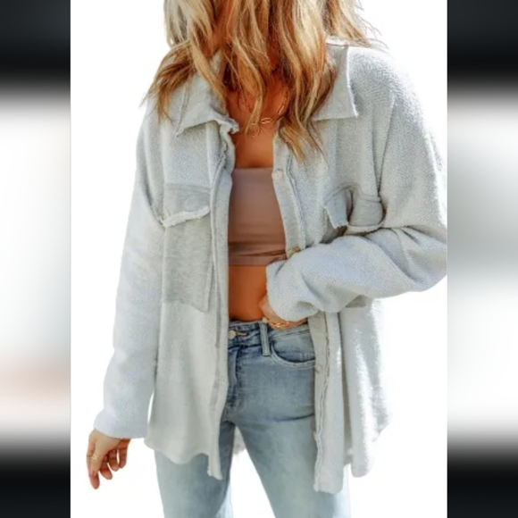 New contrast pocket relaxed shacket - Picture 12 of 16